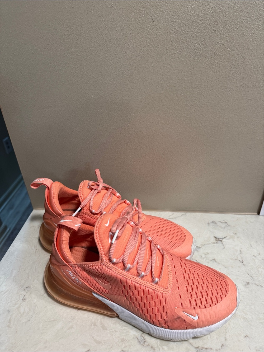 Nike Women's Coral/White Air Max 270  Athletic Sneakers